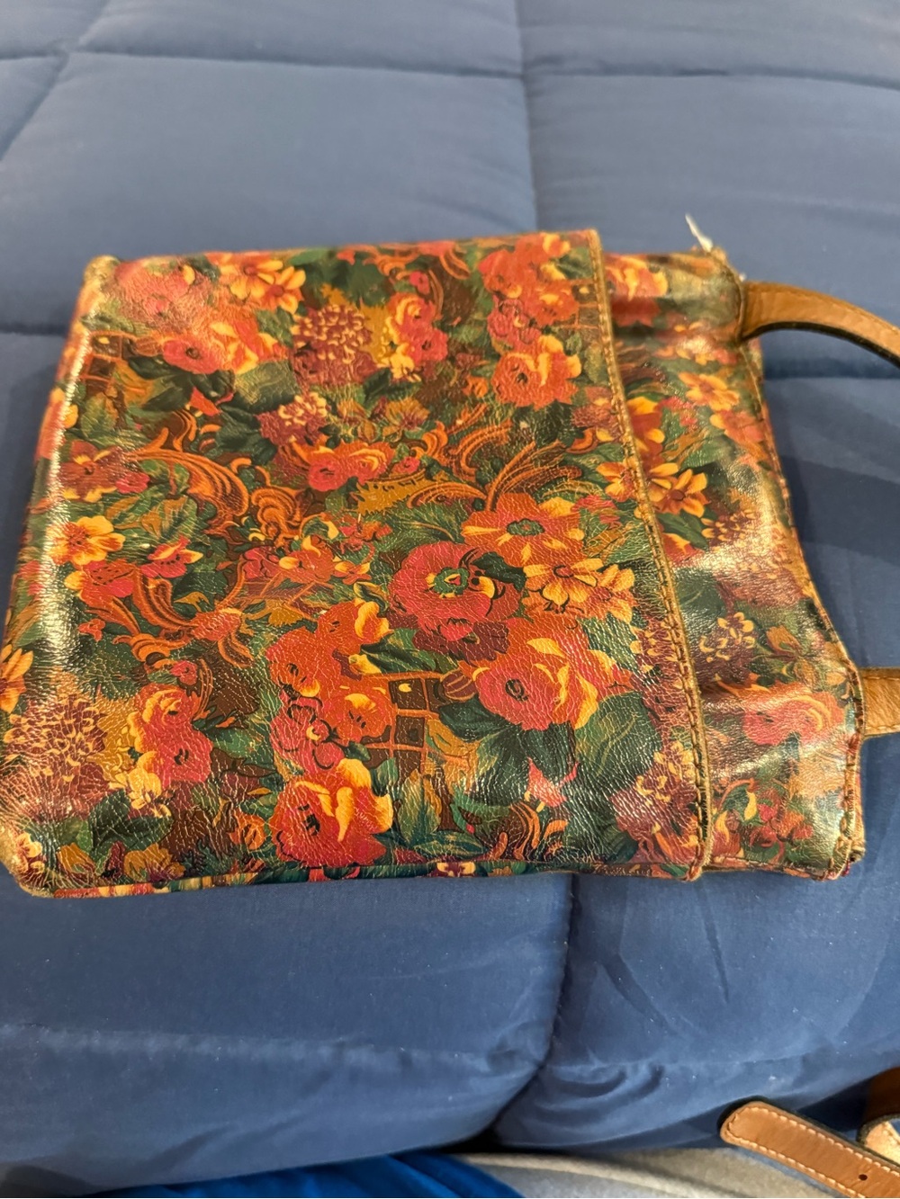 Patricia Nash Multicolor Floral Leather Shoulder Bag - Pink, Green, Gold, Brown - Picture 5 of 14